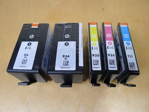 New Genuine HP 934XL (2)Black 935 Color 5PK Ink Cartridges OfficeJet - Picture 1 of 2