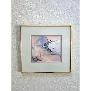 Mary Endico Abstract Watercolor Print 16x15 Gold Frame Fantasy Factory New York - Picture 1 of 10