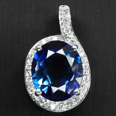 Кулоны из белого золота 925 пробы с бесценным королевским синим сапфиром 6,55 карата - Изображение 1 из 4