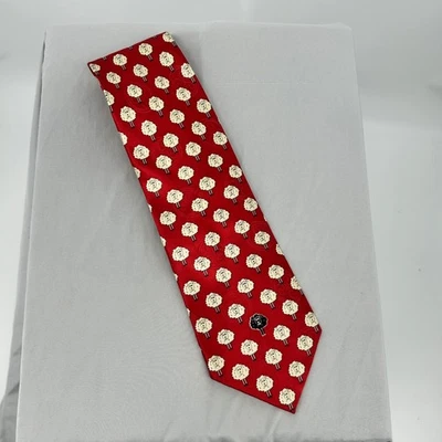 Mens Silk Tie Red Black Sheep Novelty Pattern Classic Necktie - Image 1 of 4