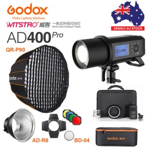 Godox AD400Pro TTL Outdoor Studio Flash +Reflector,QR-90 Grid Softbox, BD-04 Set - Picture 1 of 12