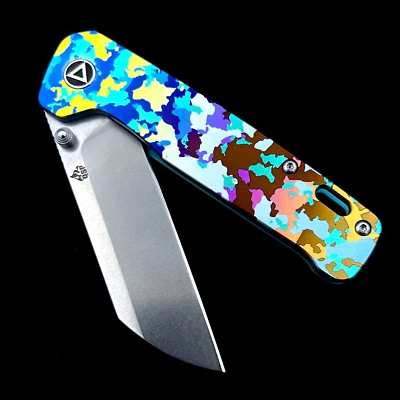 QSP Penguin Knife QS130-P • Satin 154CM Sheepfoot • Confetti Camo • Frame Lock - Image 1 of 4