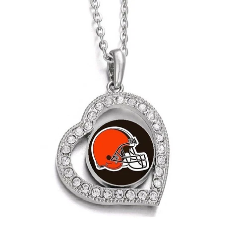 Cleveland Browns Womens 925 Sterling Silver Link Chain Necklace With Pendant D19 Cover
