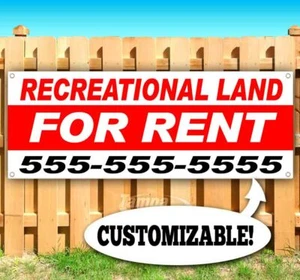 RECREATIONAL LAND FOR RENT Advertising Vinyl Banner Flag Sign CUSTOM PH# - Picture 1 of 6