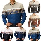 Mens Retro Long Sleeve Button Down Shirt Party T Dress-Up Blouse-Tops