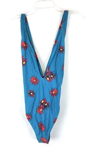 Volcom Women’s Good To Grow Blue Floral One Piece Swimsuit Size Large - Picture 1 of 5