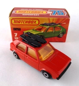 MATCHBOX S/F NO. 7-C VOLKSWAGEN GOLF HTF RED BODY, YELLOW INT. MIB - Picture 1 of 8