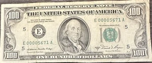 Beautiful And Historic Early Number $100 DOLLAR BILL - Old / Vintage - 1981A - Picture 1 of 2