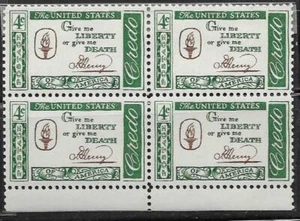 1960  US Scott #1144  AMERICAN CREDO PATRICK HENRY  Block of  4 MNH OG - Picture 1 of 1