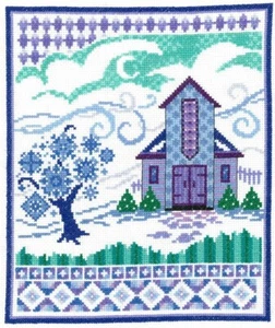 Ursula Michael Counted Cross Stitch Leaflet ~ Barn with Winter Quilts ~ 3201 - Picture 1 of 2