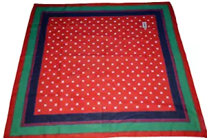 YVES SAINT LAURENT Bufanda Cuadrada ALGODÓN 26" FRANCIA Rojo/Verde/Azul YSL De Colección - Imagen 1 de 10