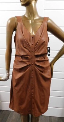 New Guess Cognac Faux Leather Dress sz 14 - Image 1 of 4