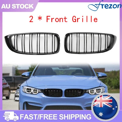 Gloss Black Kidney Grille Grill Fit BMW F32 F33 F36 F82 2014~2020 Dual Slat A - image 1 of 4