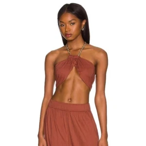 Revolve WeWoreWhat XL Bandana Wrap Halter Top In Cappuccino Brown NWOT MSRP $120 - Picture 1 of 3