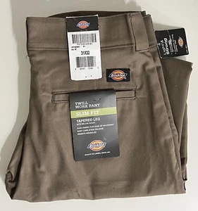 Pantalones de Trabajo Dickies Sarga Para Hombres 31X32 Marrón Calce Ajustado Pierna Cónica Pantalones Flexibles - Imagen 1 de 10