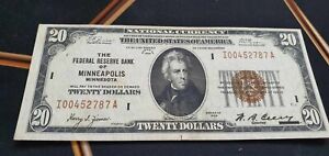 1929  $20 DOLLAR BANKNOTE NATIONAL CURRENCY NOTE 6 DIGIT SN VERY VERY RARE