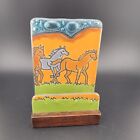 Fused Glass Horse Note Card Holder Handmade Ecuador Pampeana