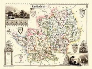 Vieux Carte De Hertfordshire 1836 Par Thomas Moule 1000 Pièce Puzzle ( Jg ) - Picture 1 of 1