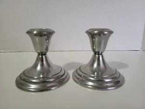 Beautiful Pair Of Vintage Wilton Mount Joy PA USA Pewter Candle Holder Set Rare - Picture 1 of 9