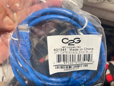 C2G 5Ft Cat6 Patch Cable Blue Rj45M/M 550Mhz Snagless, 31341 (5H) - Image 1 of 4