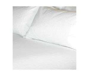MICRO 5MM SATIN STRIPE Egyptian Cotton White 300 Thread Count Duvet Cover Set - Picture 1 of 1