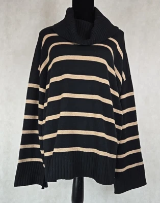 全新 Ellen Tracy 毛衣女式 XL 码圆领长袖黑色海龟领 — 第 1/4 张图片