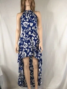 Junior's NWT Aqua Floral Print High-Low Maxi Dress Size S - Picture 1 of 7