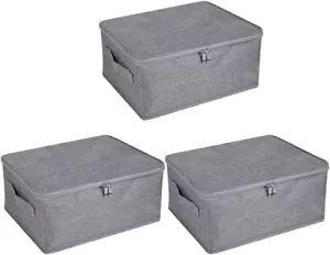 New 3PCS Storage Bins with Zipper Lid Handles Storage Boxes PP Plastic Bo - Picture 1 of 13