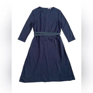 Peserico Women's Wool Navy Midi Knee Length Work Career Casual Tie Waist Dress - Picture 1 of 12