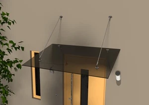 Haustür Edelstahl Glas Vordach 1,8m x 1,1m ca.14 mm VSG - Bild 1 von 9