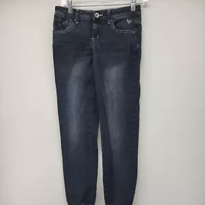 JUSTICE YOUTH PANTS BLUE SIZE 12R DENIM JEANS STRETCH SIMPLY LOW CASUAL WHISKER - Picture 1 of 15