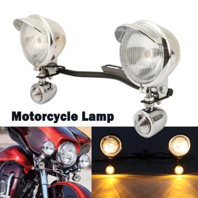 Passing Turn Signals Lamp Driving Fog Spot Lights Bar Kit For Harley Motorcycle Foto 1 de 4