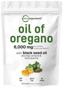 Micro Ingredients Oil of Oregano Softgels 6000mg Per Serving 300 Count - Picture 1 of 2