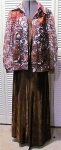 VTG 1960's Gown Brown Formal Long 2 Piece Dress with Lace Shirt Jacket S - M - Picture 1 of 9