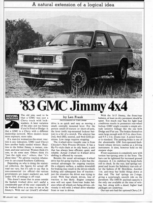 1983 GMC JIMMY 4X4 SUV 2 PG Article - Image 1 of 2