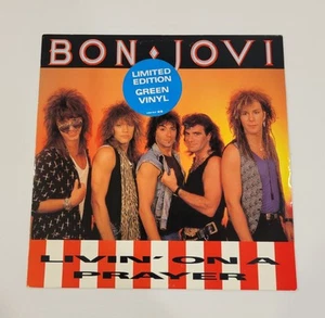 Bon Jovi - Livin' On A Prayer 3 Track Limited Edition Green Vinyl Record - Picture 1 of 4