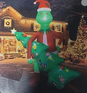 Grinch Con Albero di Natale 7 Ft Gonfiabile Decorazione Cortile Natale NUOVO - Foto 1 di 2