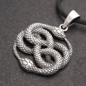 Anhänger Silber 925 Schlangen Auryn Symbol 3,9cm x 2,5cm Sterlingsilber mit Band - Bild 1 von 8