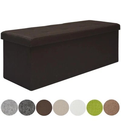 Sitzbank Faltbar 110x38x38 Sitztruhe 2 Trennwände 120L Polsterbank Dunkelbraun - Bild 1 von 4