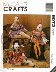 1997 Plush Toy Doll Cow Chicken Pig Sewing Pattern McCall's 9072 New OOP - Picture 1 of 2