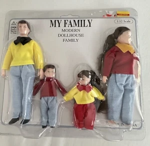 Dollhouse Modern Family Dolls Dad Mom Daughter Son 1:12 Scale Removable Clothes - Picture 1 of 7