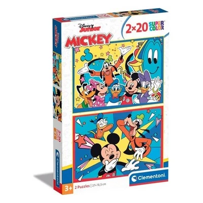 Clementoni Puzzle 2x20 pz Super Color 36m+ (27x18,5cm) DISNEY MICKEY 24791 - Immagine 1 di 4