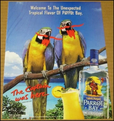 Publicidad impresa de ron puertorriqueño Captain Morgan Parrot Bay 2001 vintage Foto 1 de 4