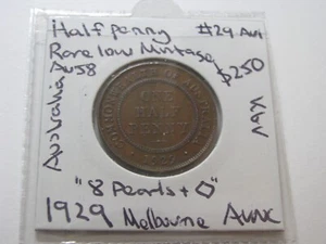 Moneda de medio centavo 1929 sobre moneda de colección baja sin circular KGV Australia #29.AU1 - Imagen 1 de 13