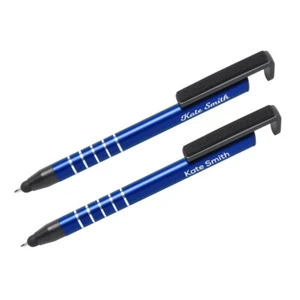 Metal Personalised Ballpoint Pen with Any Name Engraved Touchscreen Phone Holder - Picture 1 of 11