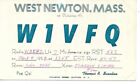 QSL  1952 West Newton MA    radio   card