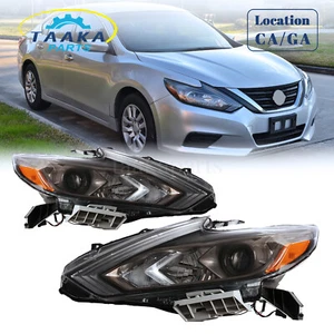 Halogen Headlight Headlamp Black Fit For 2016 2017 2018 Nissan Altima Left&Right - Picture 1 of 7