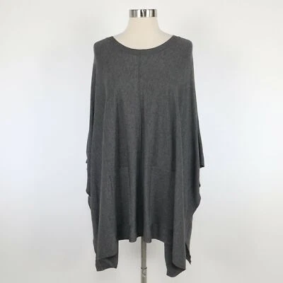 Planet By Lauren G Cape Sweater Tunic Womens OS One Size Gray Knit Lagenlook - Image 1 of 4