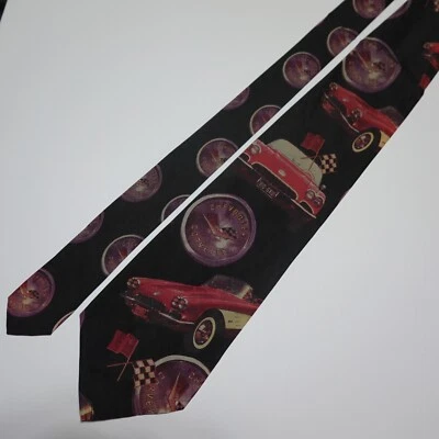 Corbata Automobilia Retro 100% Seda Estampado Coche Chevrolet Corvette Vintage - 58L Foto 1 de 4