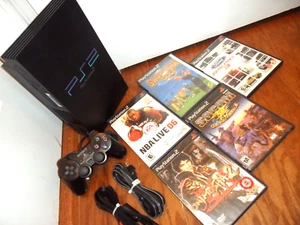 Sony PS2 Fat Console Bundle SCPH-30001, Controller & 5 Games (Socom -Onimusha 2) - Picture 1 of 9